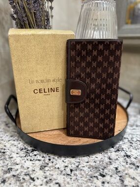 Celine Brown Suede Long Wallet